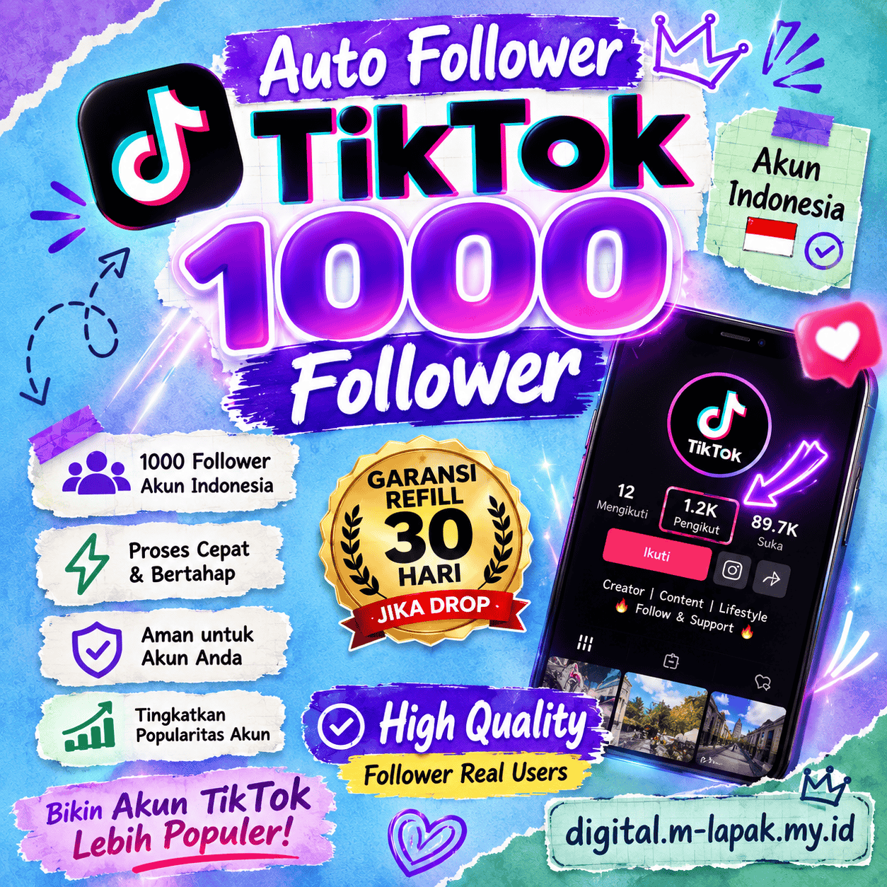 Tambah 1000 Follower Tiktok Indonesia 🇮🇩